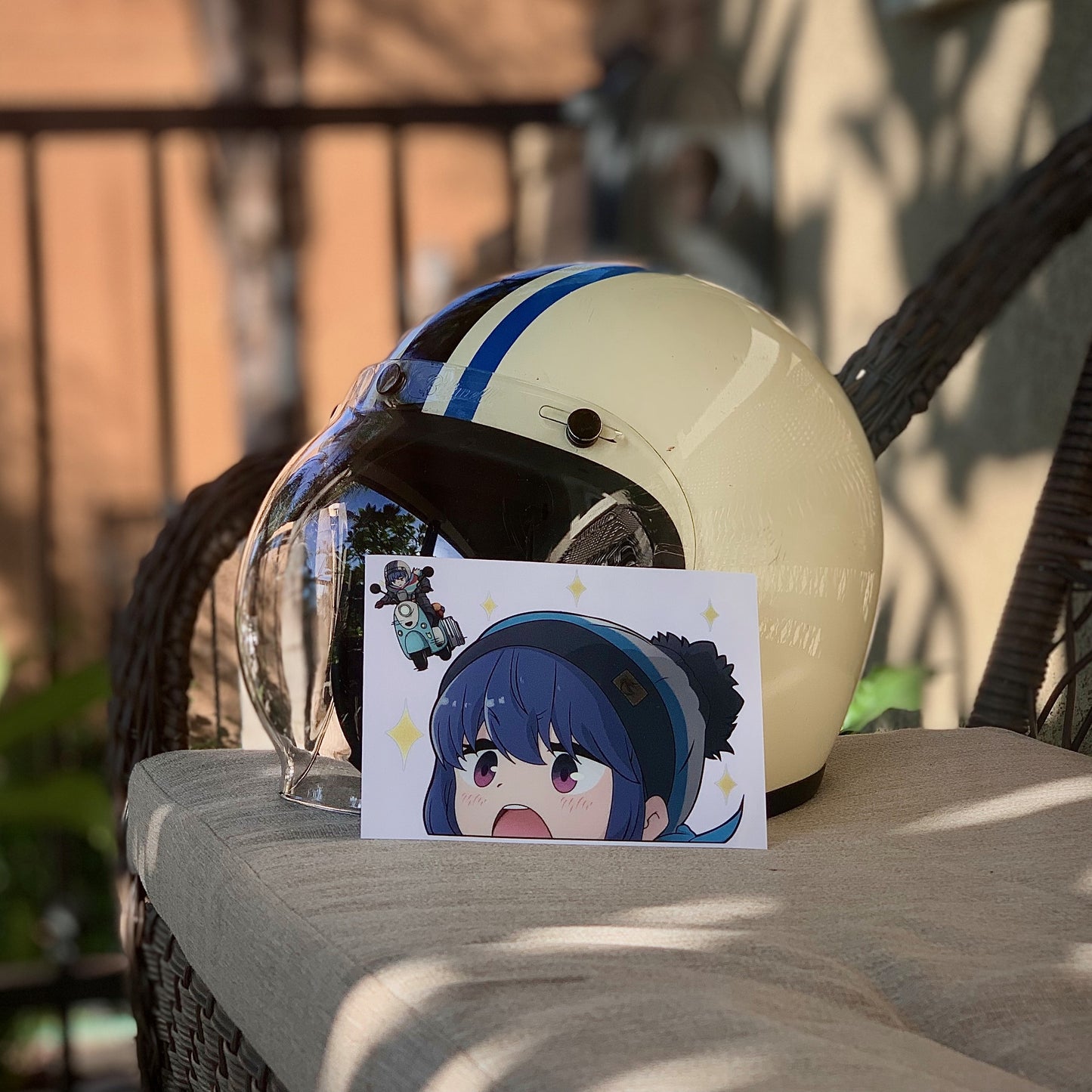 Blue Camp Girl Peek | Sticker